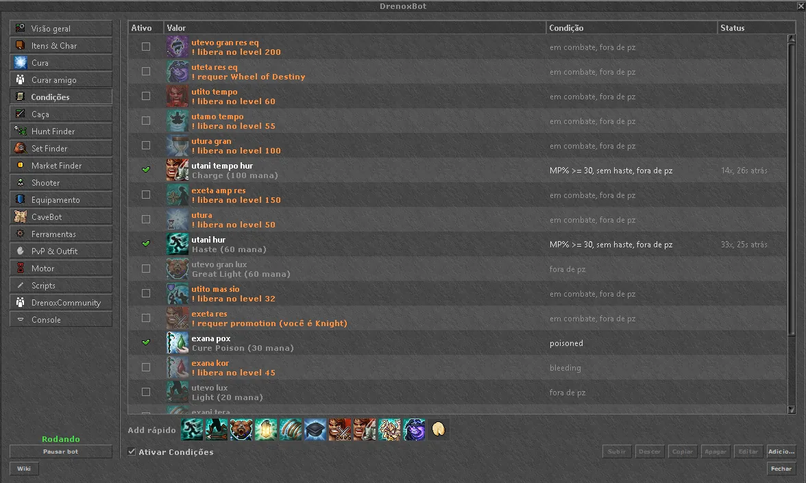 Conditions tab with buffs and state cures