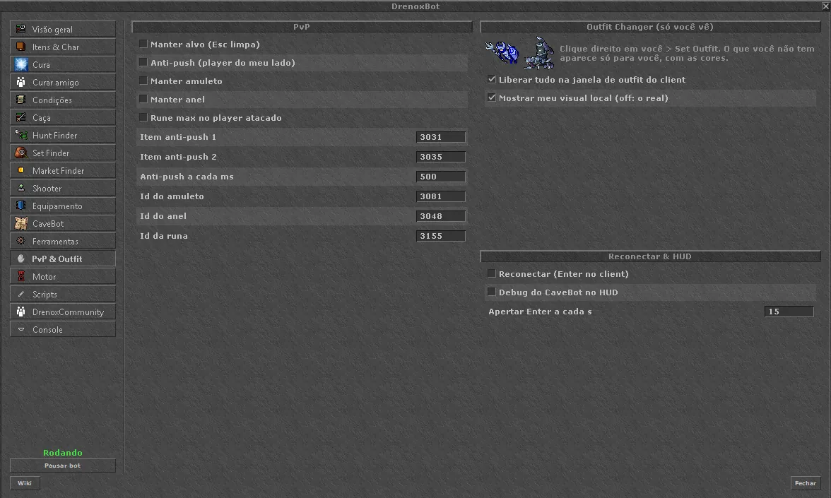 PvP and Outfit tab